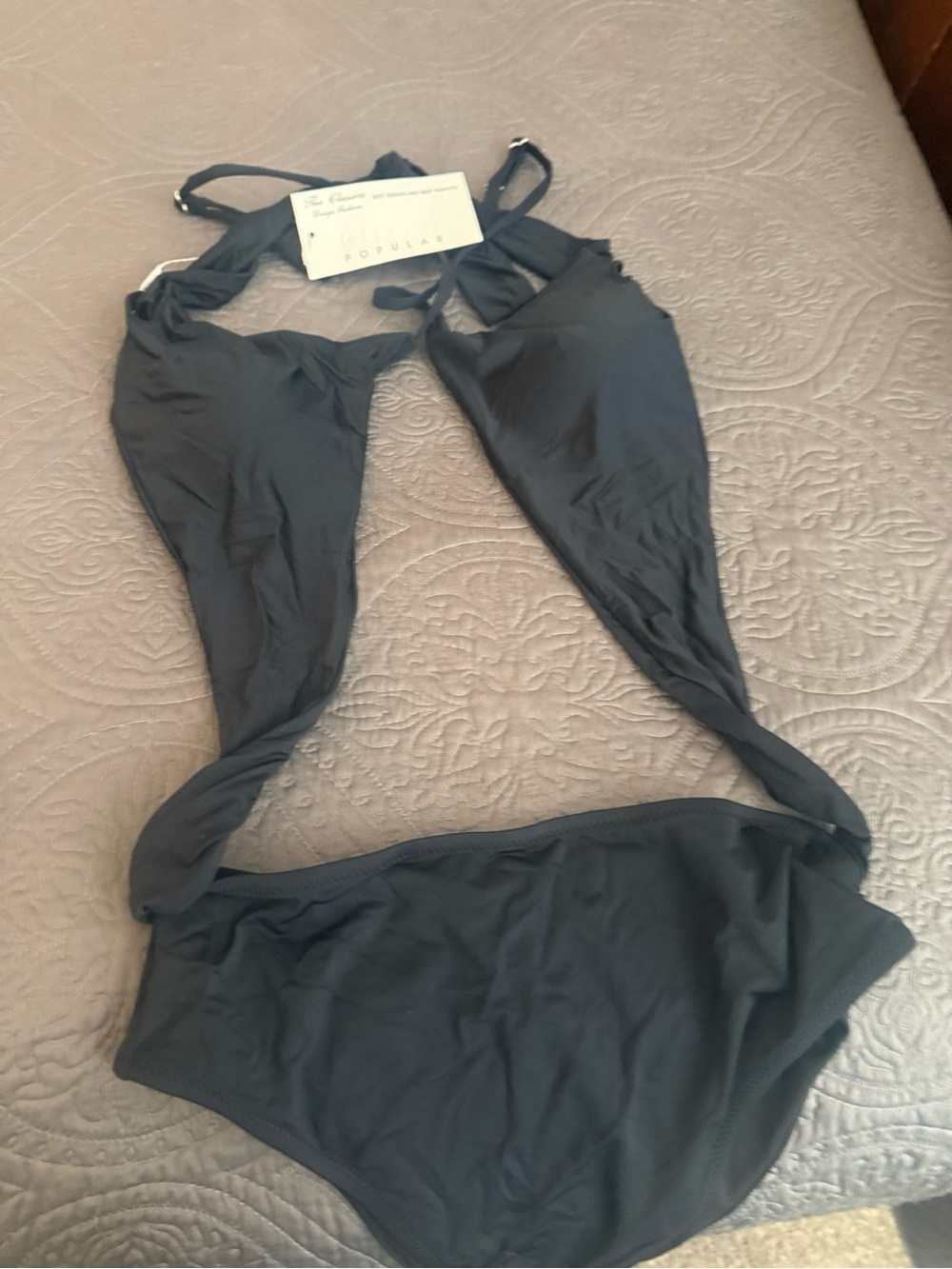 Chyrii Popular Black Women’s Halter One-Piece Swimsuit